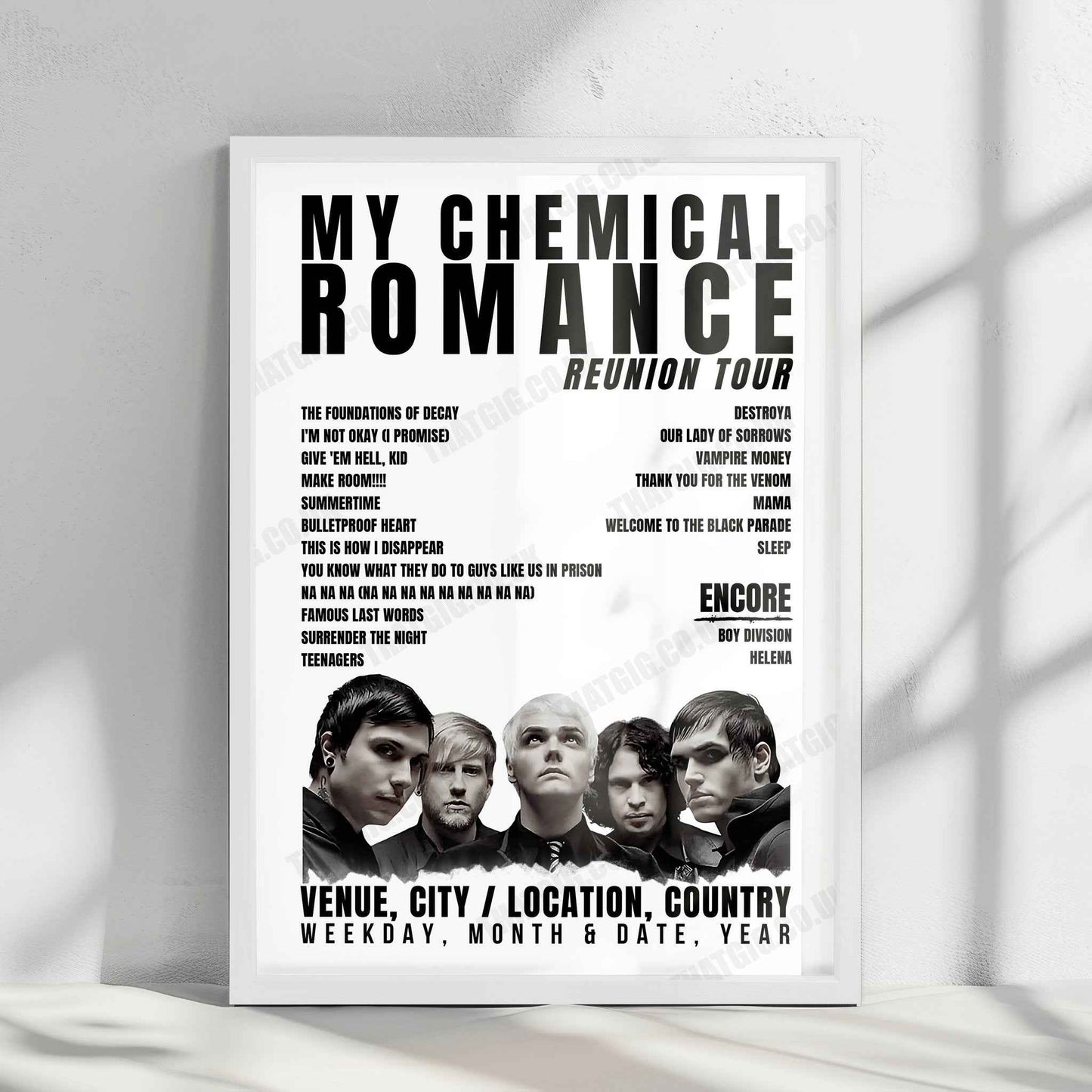 My Chemical Romance Setlist Poster - Heritage Bank Center, Cincinnati - August 24th, 2022