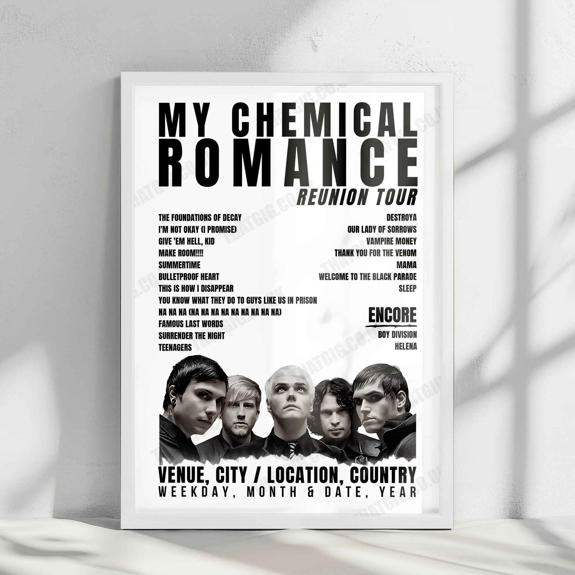 My Chemical Romance Setlist Poster - Heritage Bank Center, Cincinnati - August 24th, 2022
