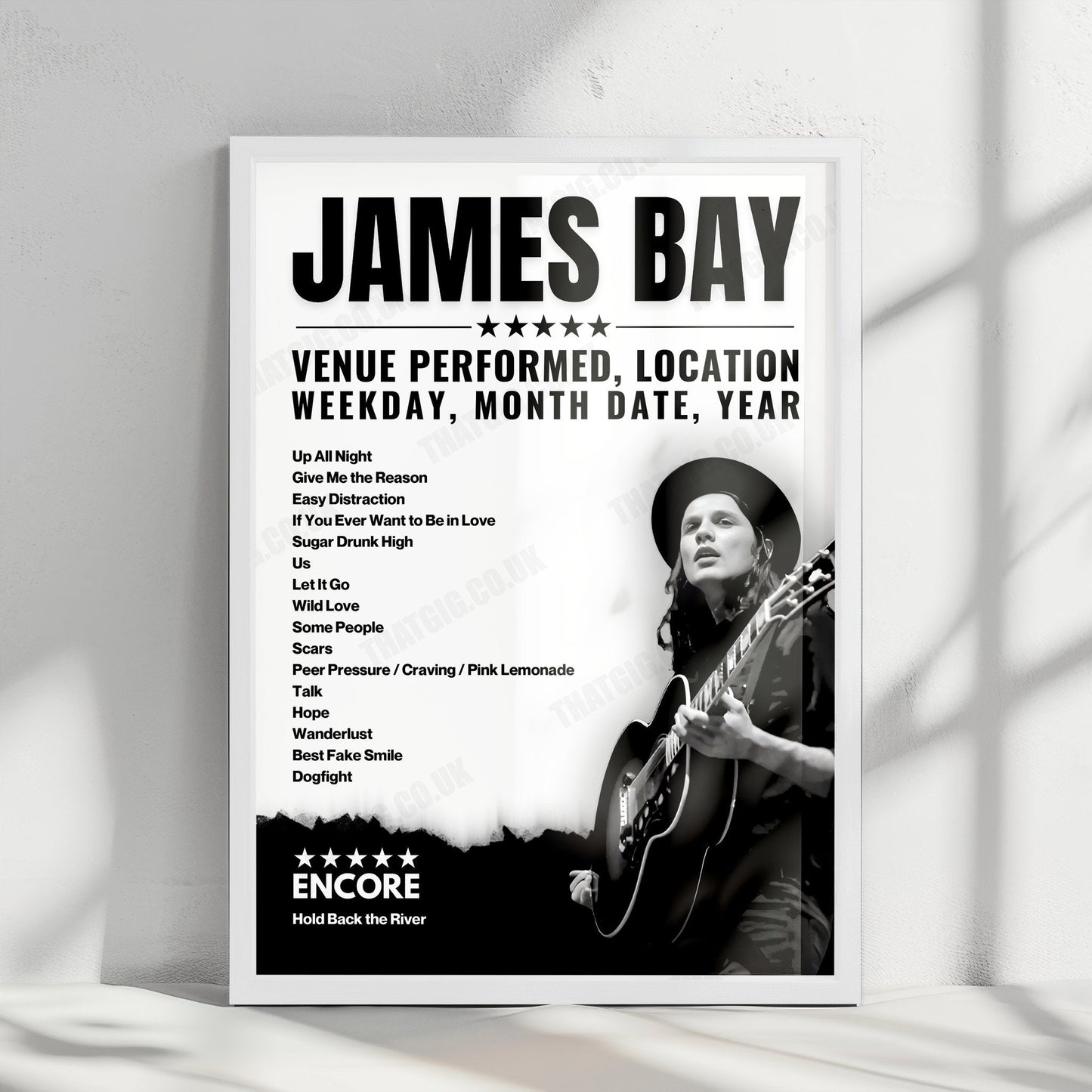 James Bay Setlist Poster - Beach Ballroom, Aberdeen - May 12th, 2022