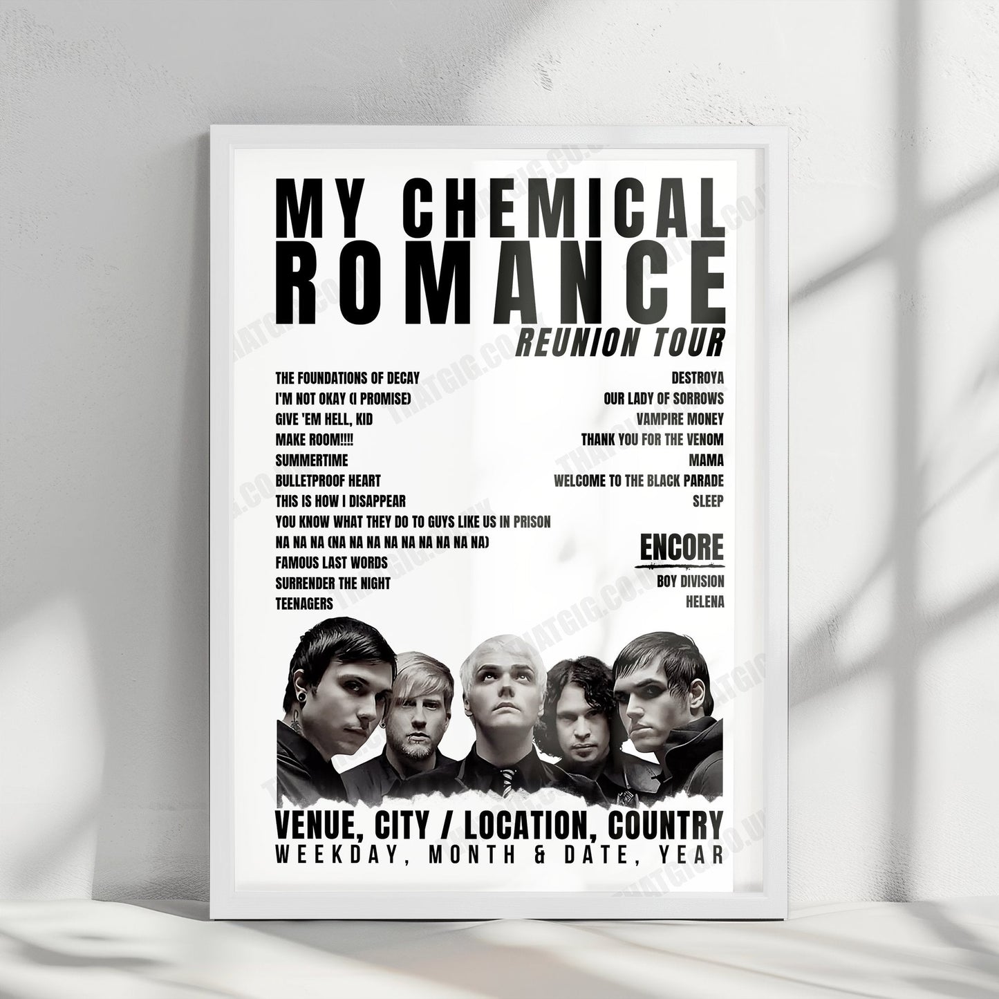 My Chemical Romance Setlist Poster - Kia Forum, Inglewood - October 11th, 2022