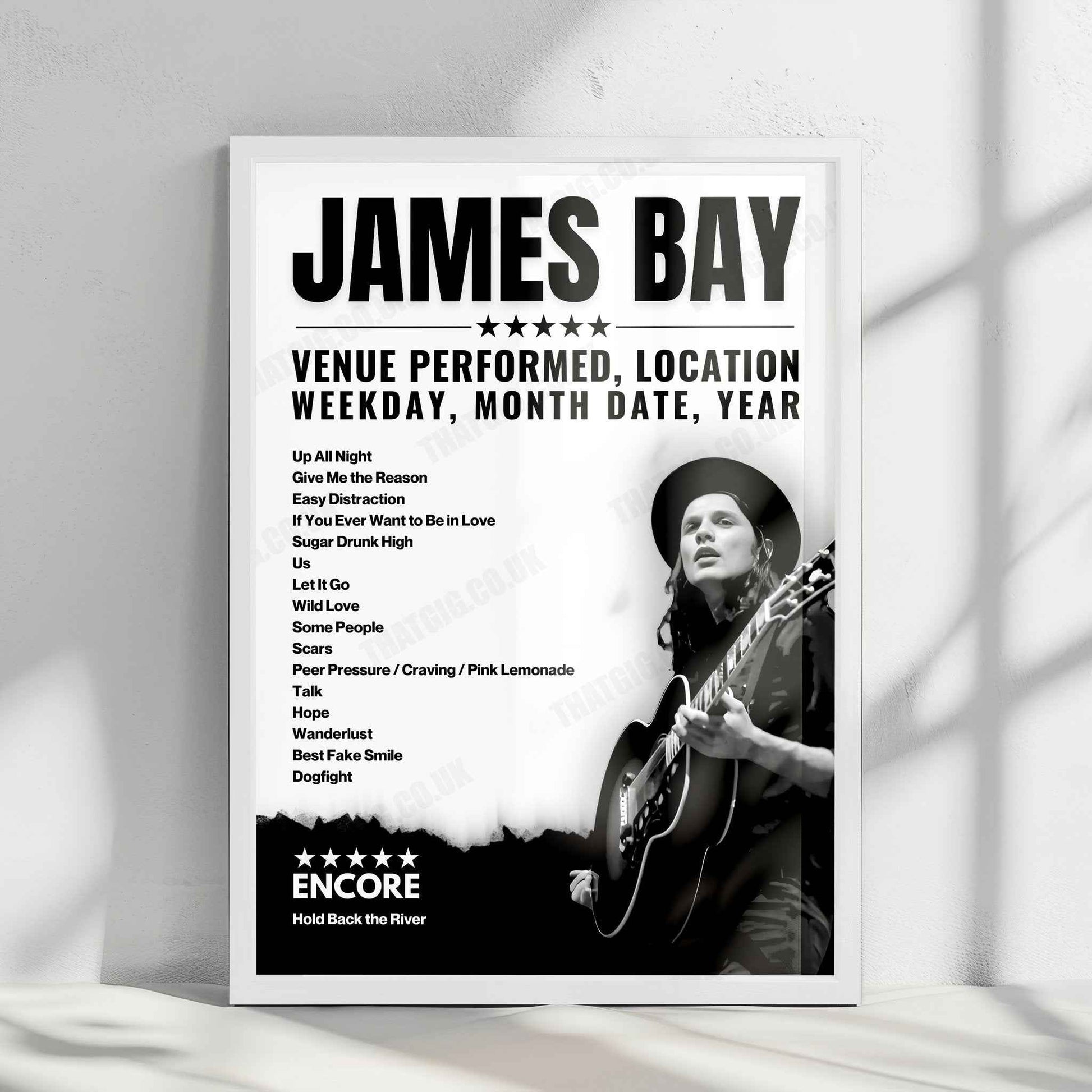 James Bay Setlist Poster - State Farm Arena, Atlanta - August 26th, 2022