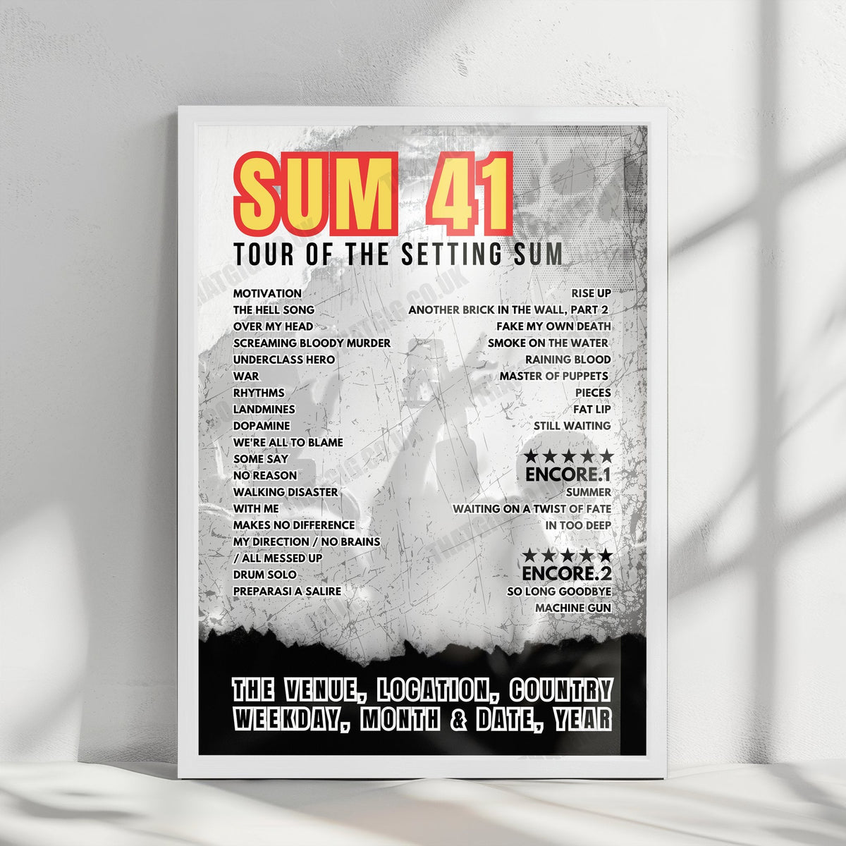 Sum 41 Setlist Poster - Eventzentrum Strohofer, Geiselwind - June 29th, 2024