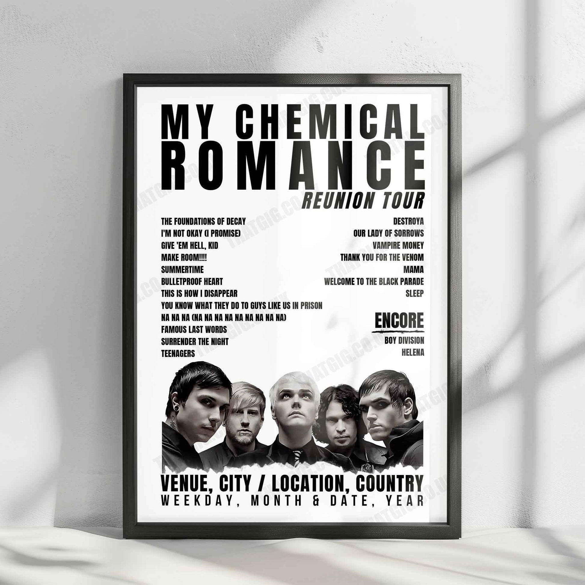 My Chemical Romance Setlist Poster - Heritage Bank Center, Cincinnati - August 24th, 2022