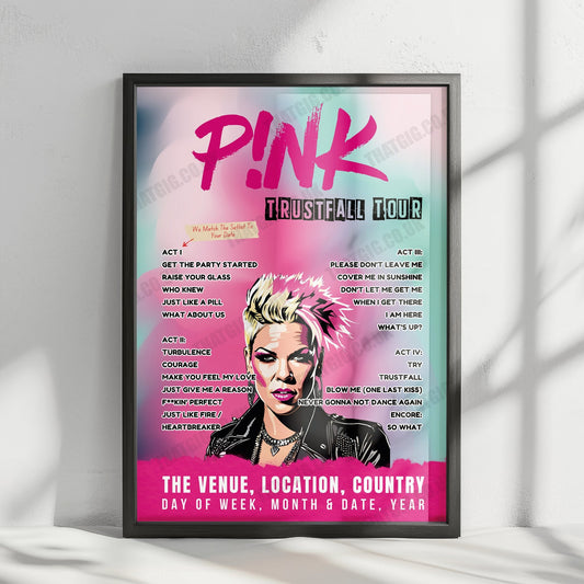 P!nk Setlist Poster - Spectrum Center, Charlotte - November 12th, 2023