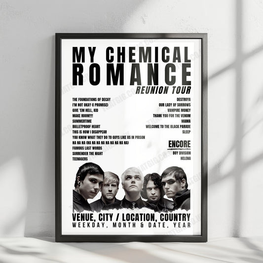 My Chemical Romance Setlist Poster - Accor Arena, Paris - June 1st, 2022
