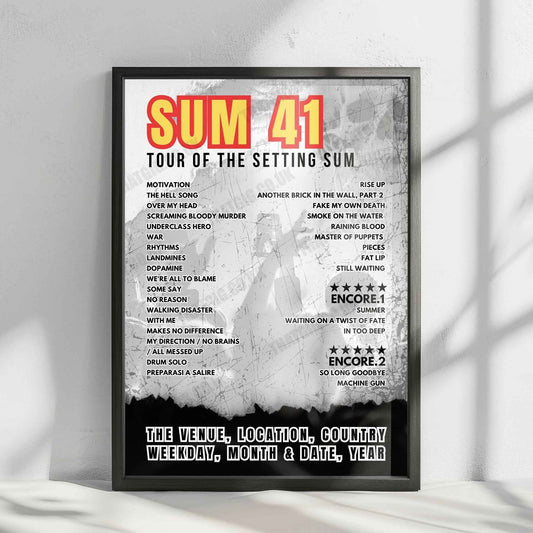 Sum 41 Setlist Poster - The Factory, Chesterfield - April 24th, 2024