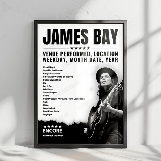 James Bay Setlist Poster - E-Werk, Cologne - November 10th, 2022