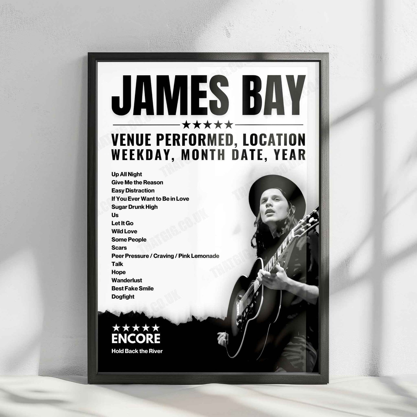 James Bay Setlist Poster - State Farm Arena, Atlanta - August 26th, 2022