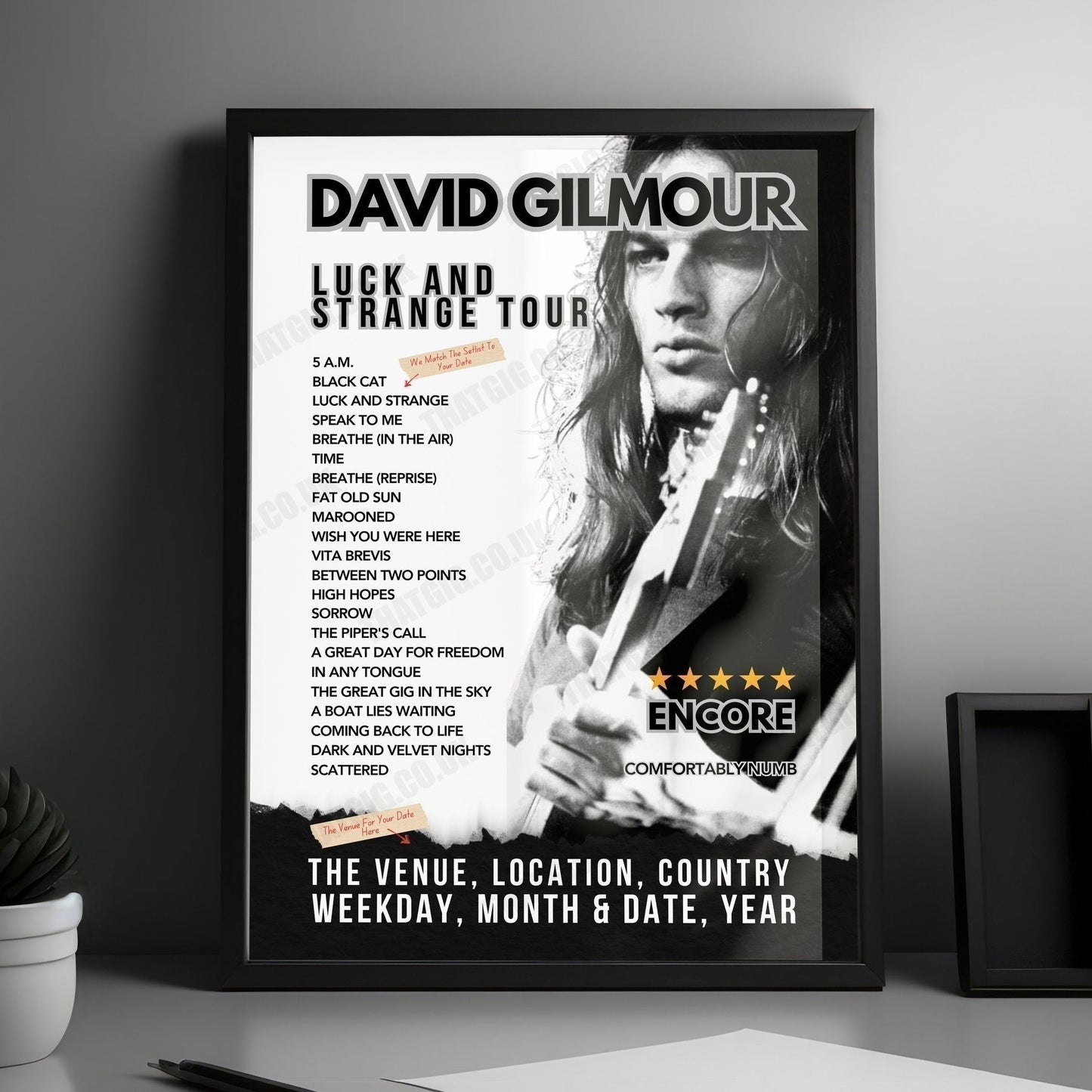 David Gilmour Setlist Poster - Brighton Centre, Brighton, England - September 21st, 2024
