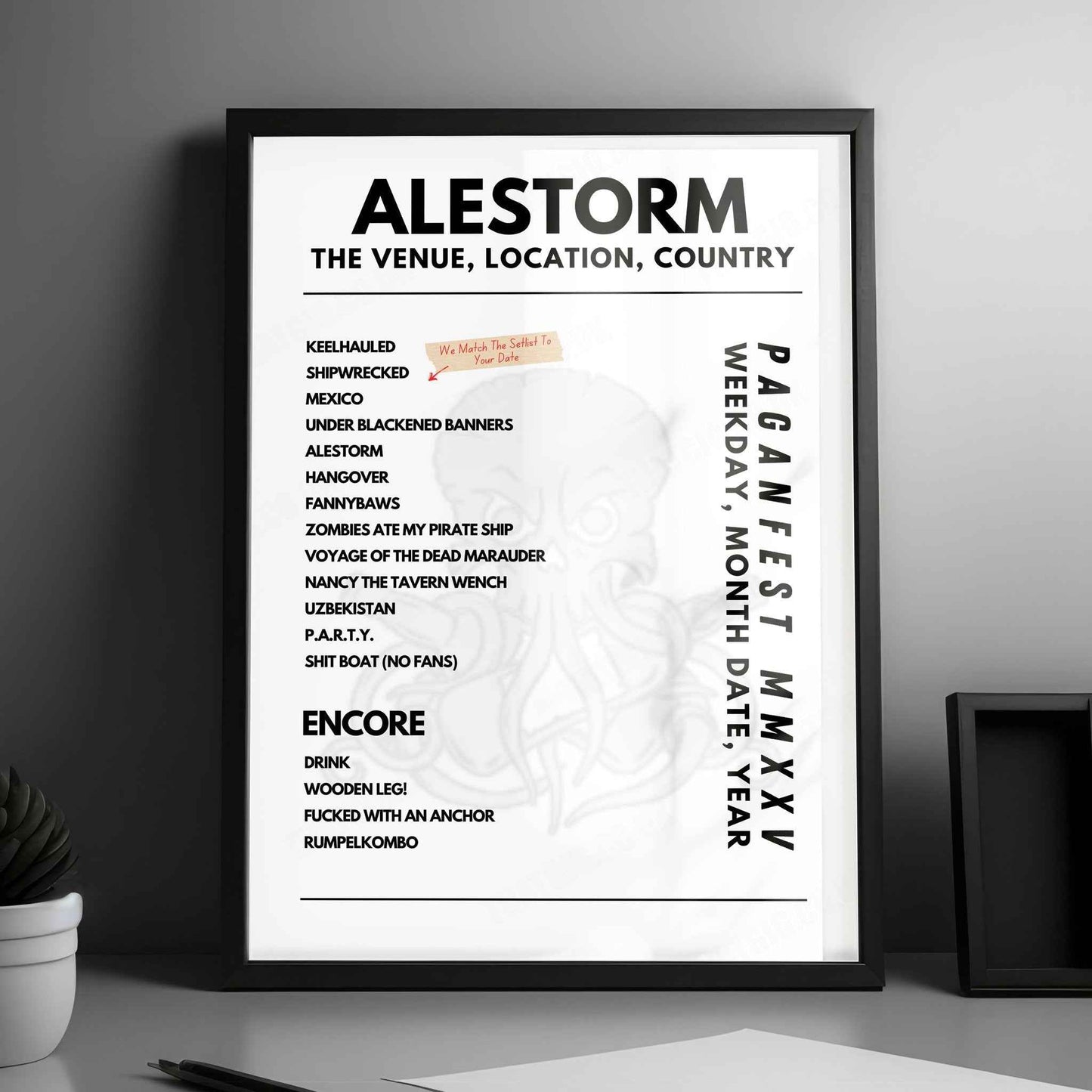 Alestorm Setlist Poster - O2 Academy Brixton, London - January 19th, 2025