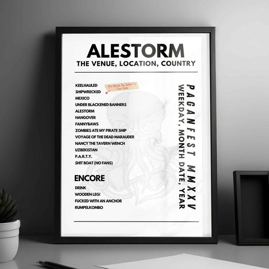 Alestorm Setlist Poster - O2 Academy Brixton, London - January 19th, 2025