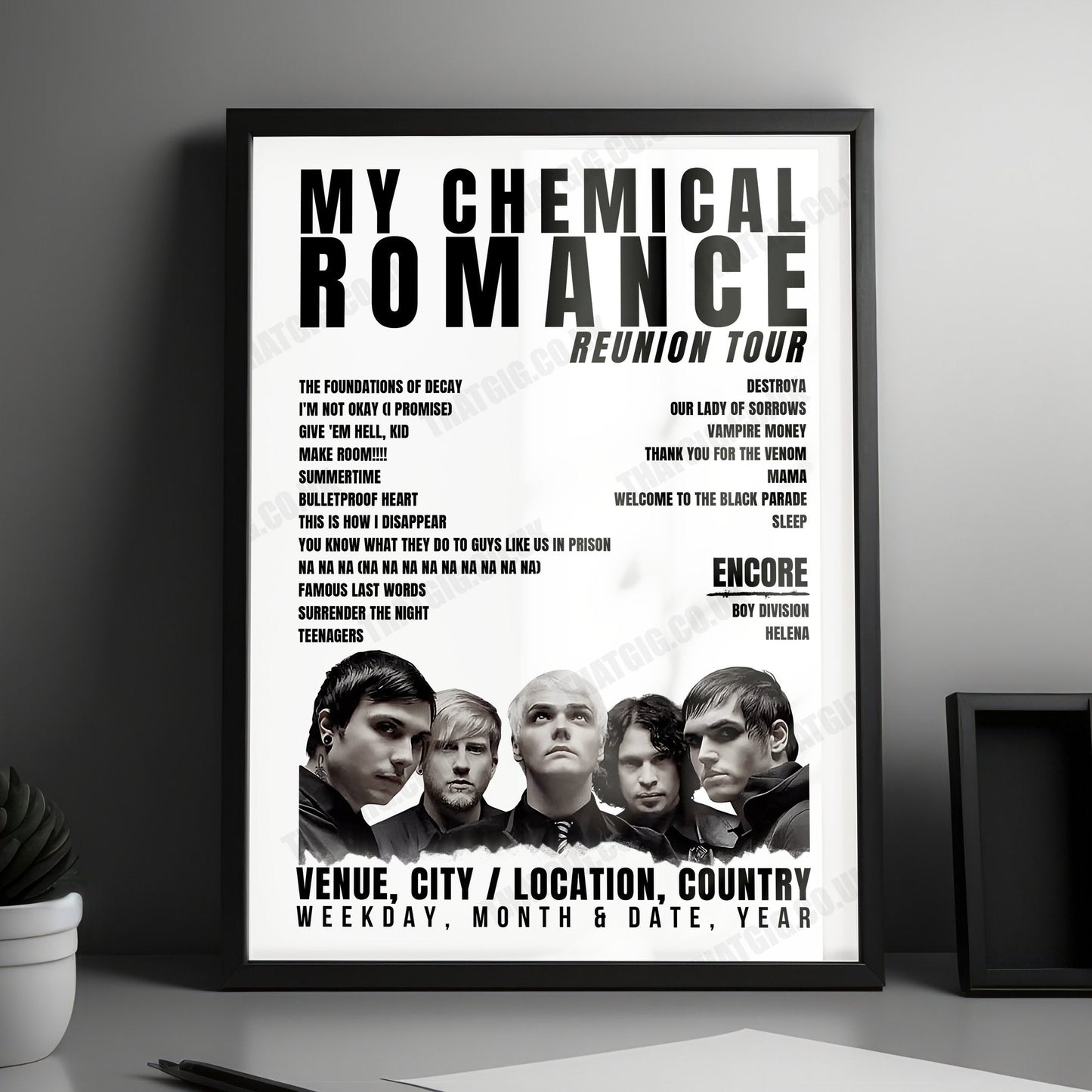 My Chemical Romance Setlist Poster - KUNST!RASEN, Bonn - June 17th, 2022