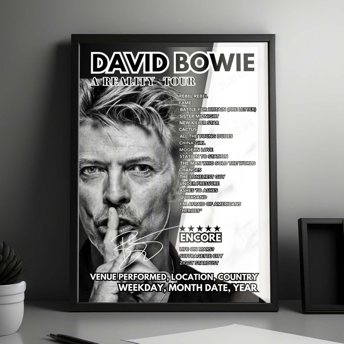 David Bowie Setlist Poster - WBCN-FM Studios, Boston - September 30th, 1997