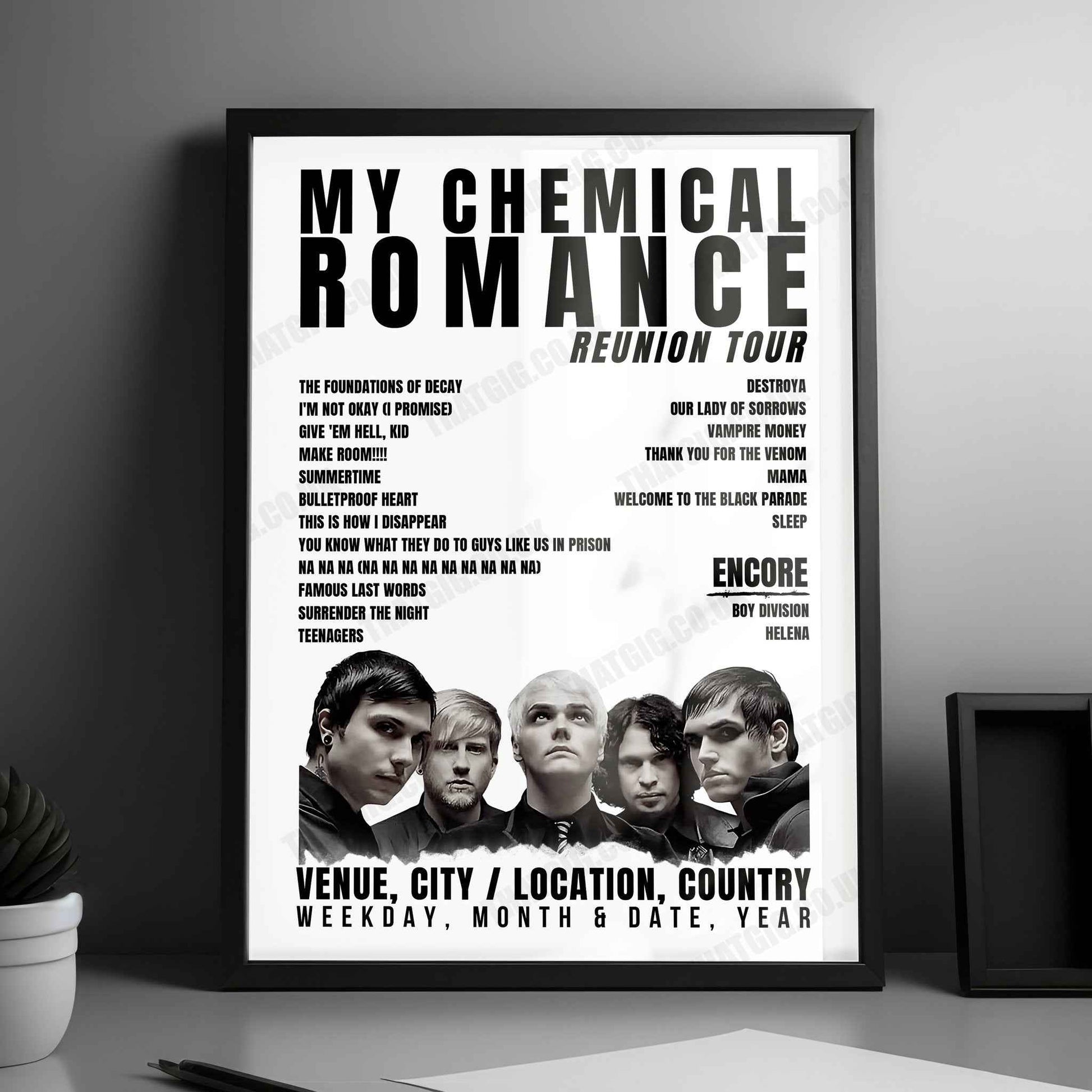 My Chemical Romance Setlist Poster - Heritage Bank Center, Cincinnati - August 24th, 2022