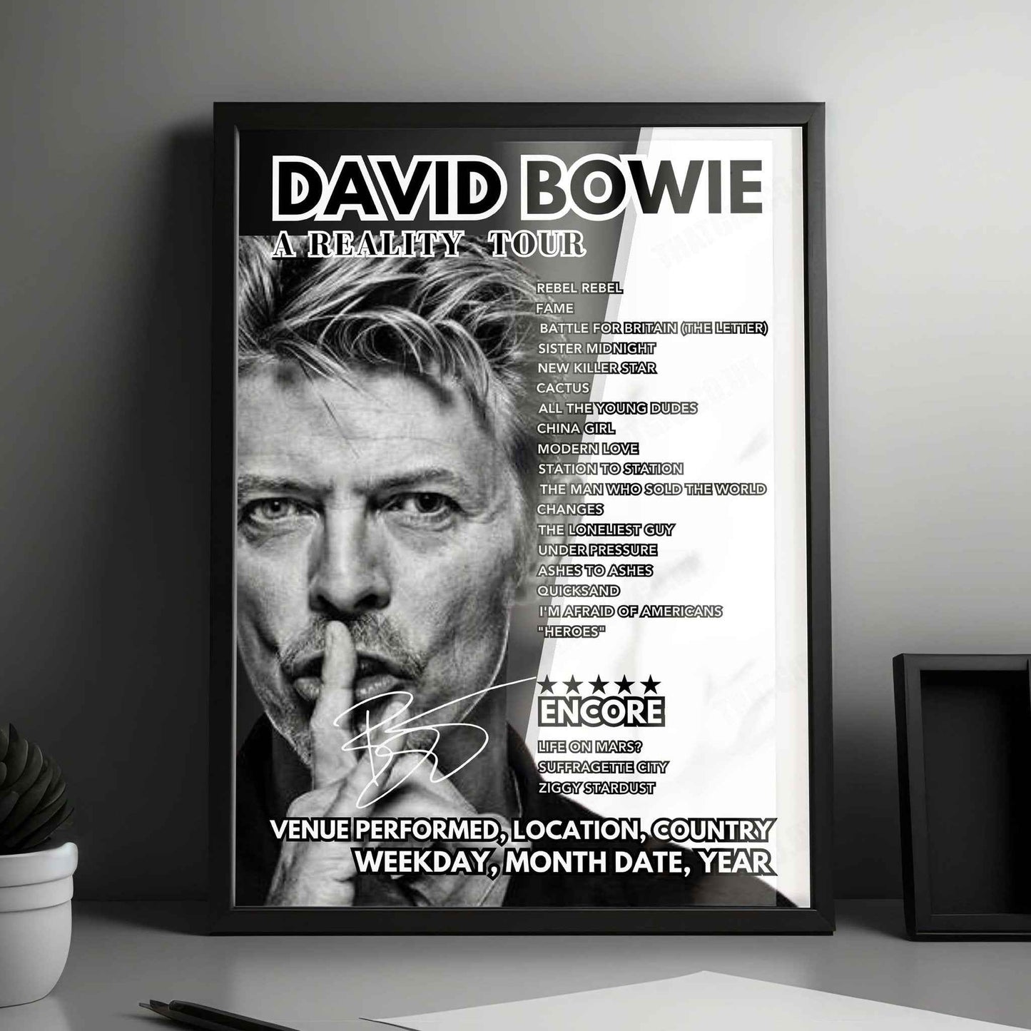 David Bowie Setlist Poster - Verizon Wireless Arena, Manchester - June 1st, 2004
