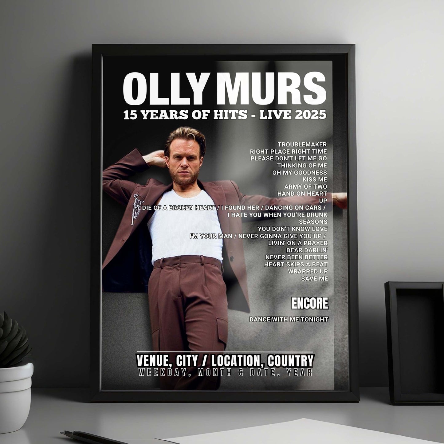 Olly Murs Setlist Poster - The O2 Arena, London - May 17th, 2025