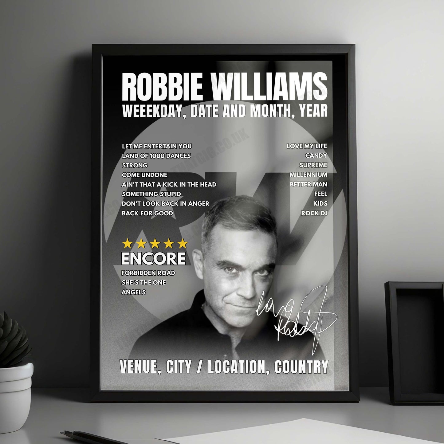Robbie Williams Setlist Poster - Veltins-Arena, Gelsenkirchen - June 25th, 2025