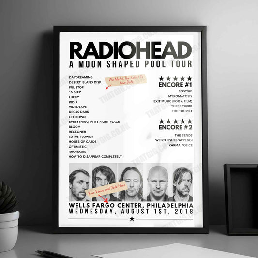 Radiohead Setlist Poster - Scotiabank Arena, Toronto, Canada - July 20th, 2018