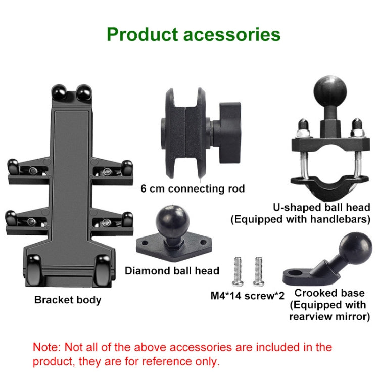 M8 Bolt Ball-Head Motorcycle Multi-function Eight-jaw Aluminum Phone Navigation Bracket with Anti-theft Knobs, M8 Bolt+Anti-theft Knobs
