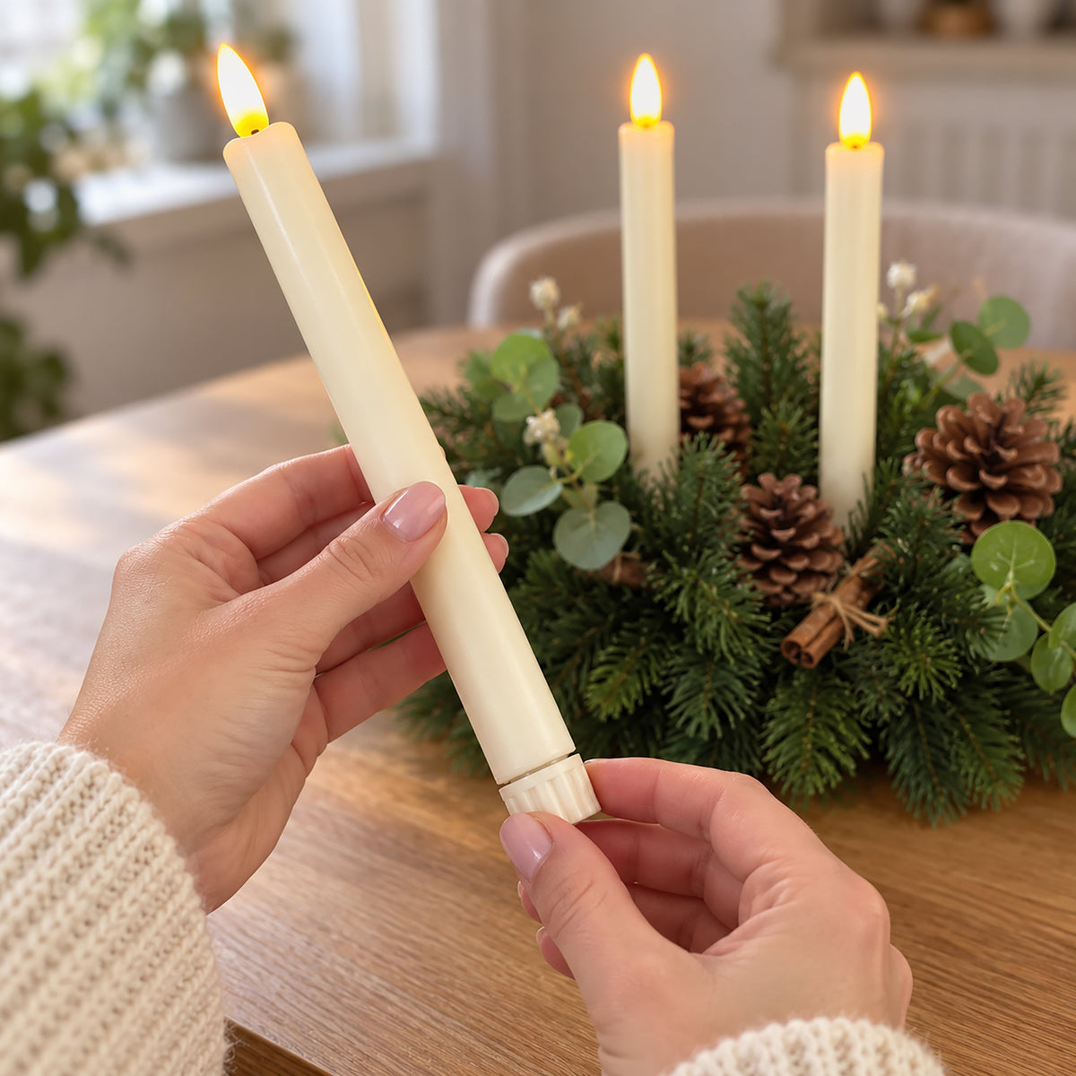 Pine & Eucalyptus Table Centrepiece with 3 LED Candles