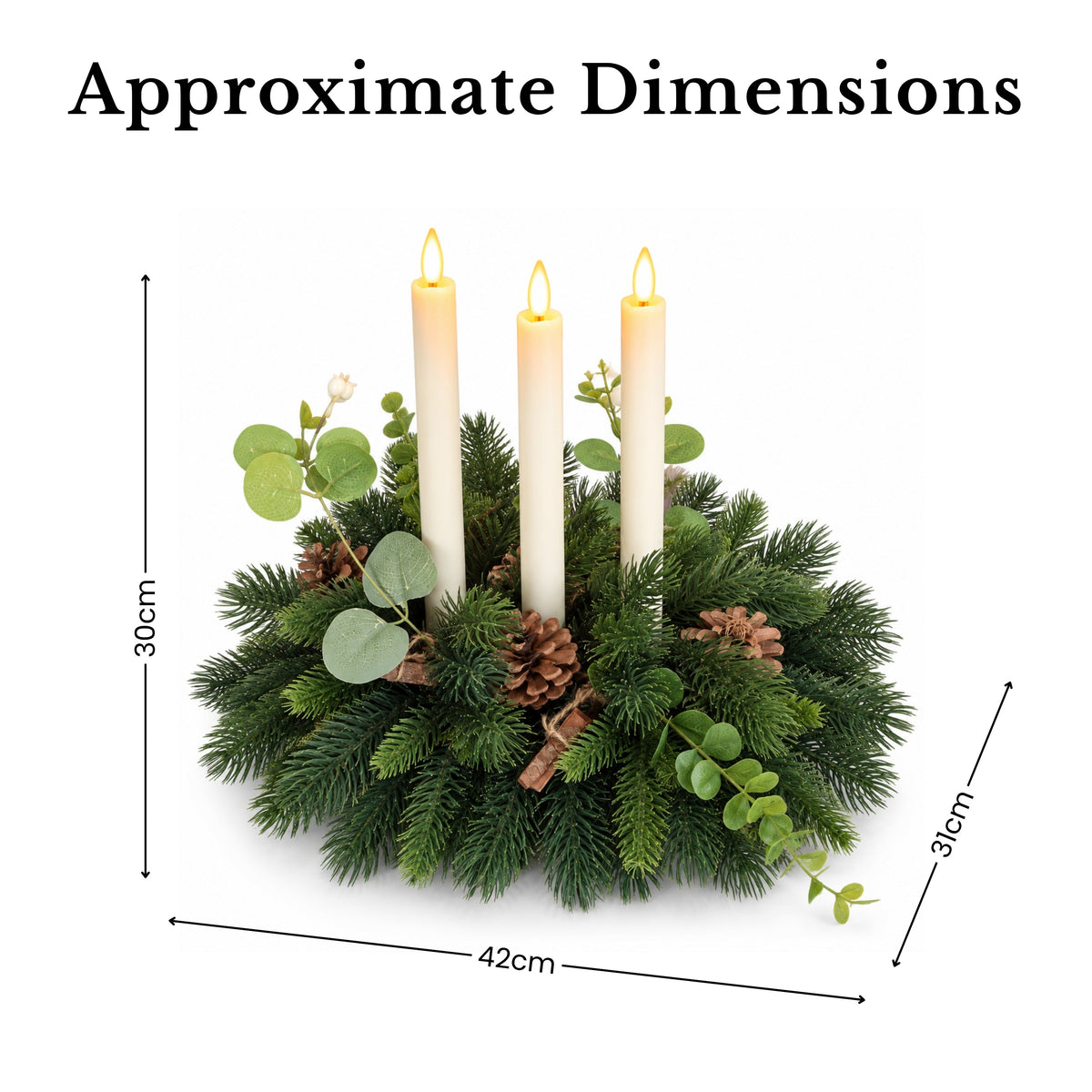 Pine & Eucalyptus Table Centrepiece with 3 LED Candles