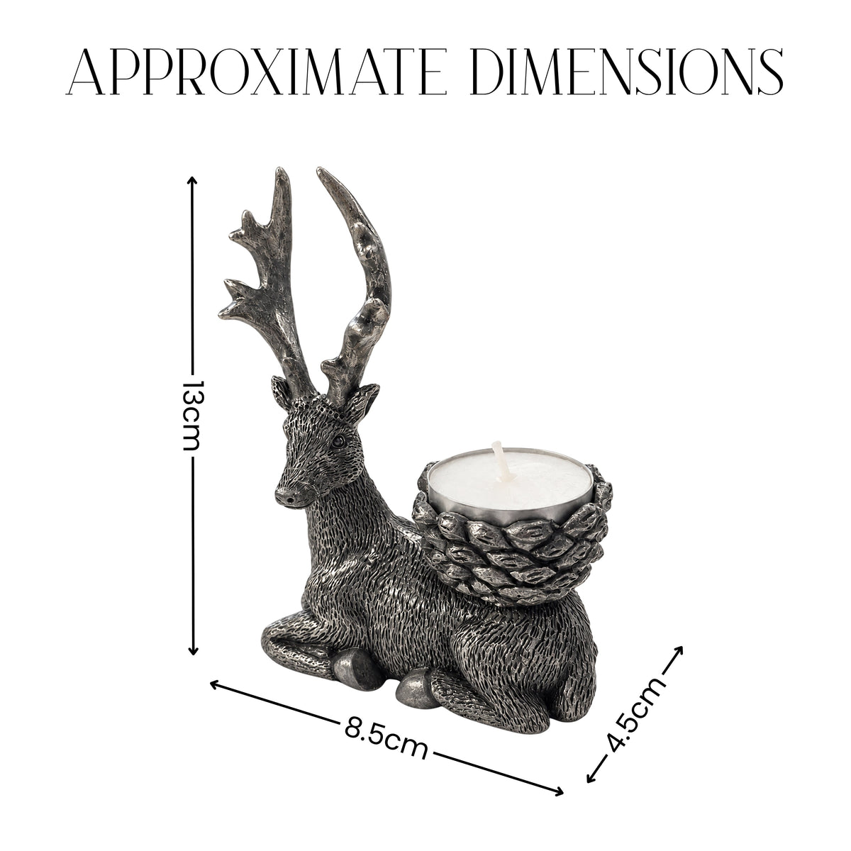 Antique Silver Stag Tealight Holders – Set of 2