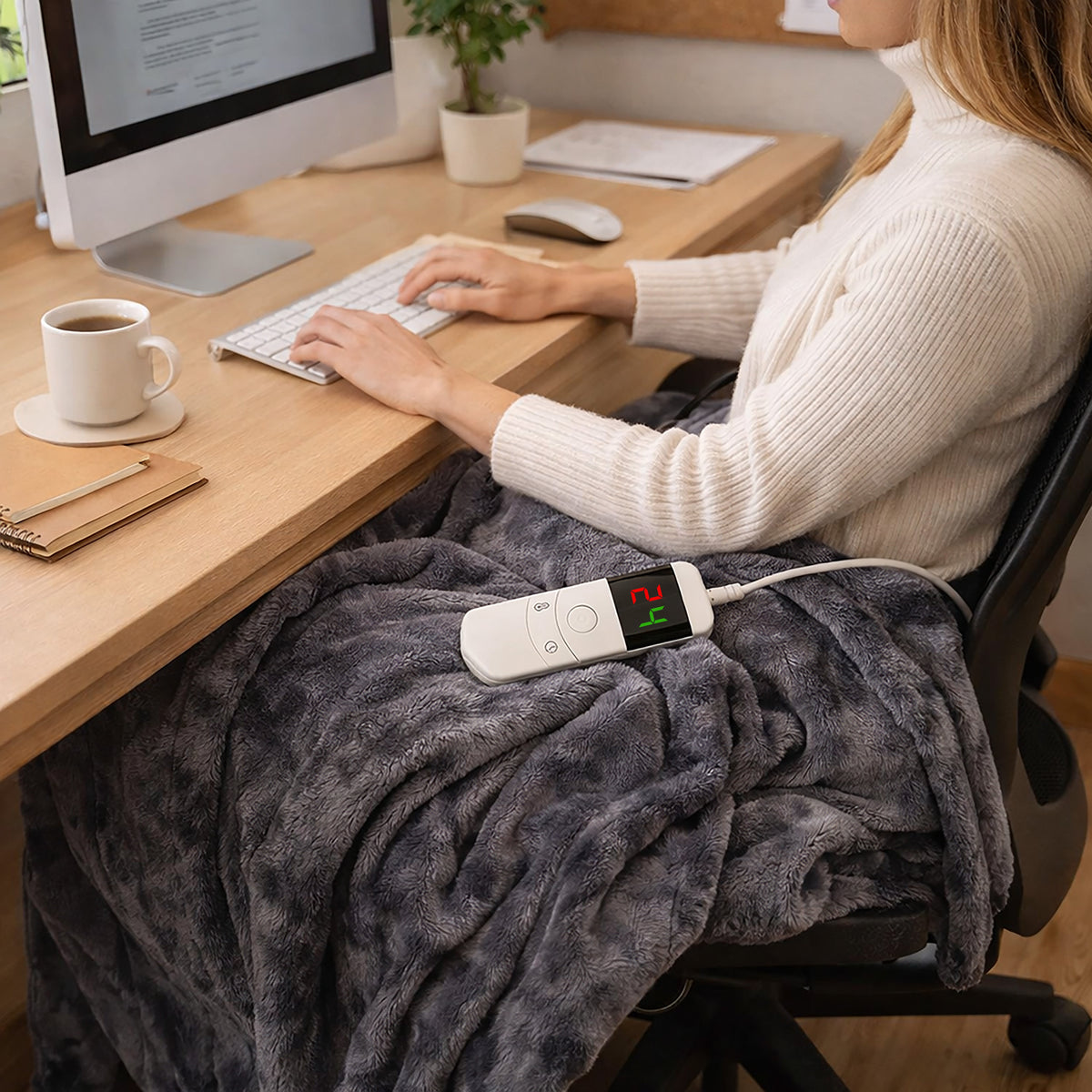 Grey Heated Electric Fleece Throw Blanket 10 Heat Settings 160cm