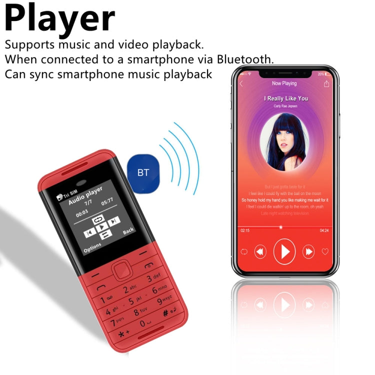 1.33 inch, MTK6261D, 21 Keys, Support Bluetooth, FM, Magic Sound, Auto Call Record, GSM, Triple SIM, Russian Key