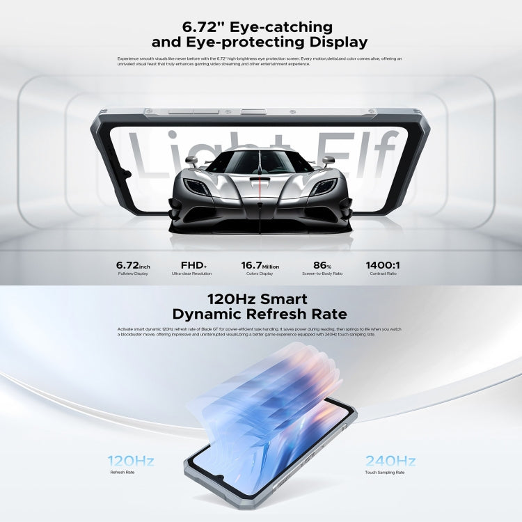 [HK Warehouse] DOOGEE Blade GT 5G Rugged Phone, 12GB+256GB, 6.72 inch Android 14 Dimensity 7050 Octa Core, Network: 5G, OTG, NFC, LED Light Effect (Black)