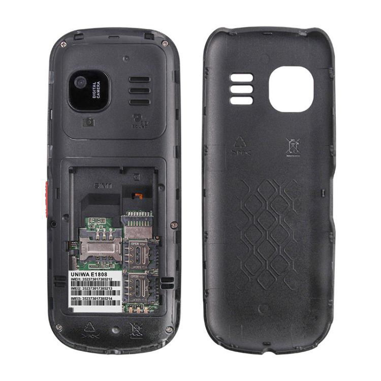 UNIWA E1808 Elder Keypad Phone, 1.77 inch SC6531E, LED Flashlight, 21 Keys, Network: 2G, Triple SIM, EU Plug