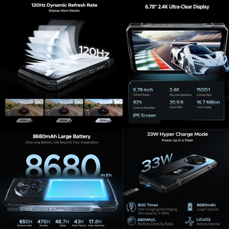 DOOGEE V40 Pro Rugged Phone, 16GB+512GB, 6.78 inch Android 14 Dimensity 7300 Octa Core, Network: 5G, OTG, NFC (Blue)