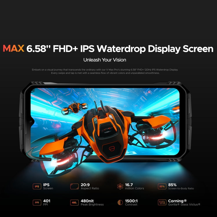 DOOGEE V Max Pro Rugged Phone, 12GB+512GB, 6.58 inch Android 14 Dimensity 7050 Octa Core 2.6GHz, Network: 5G, OTG, NFC (Black)