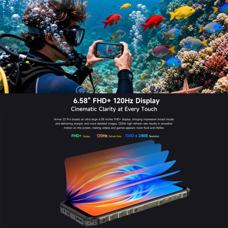 Ulefone Armor 22 Pro IP68/IP69K Rugged Phone, 8GB+128GB, 6.58 inch Android 15 MediaTek Helio G96 Octa Core, Network: 4G, NFC, OTG, 8GB+128GB