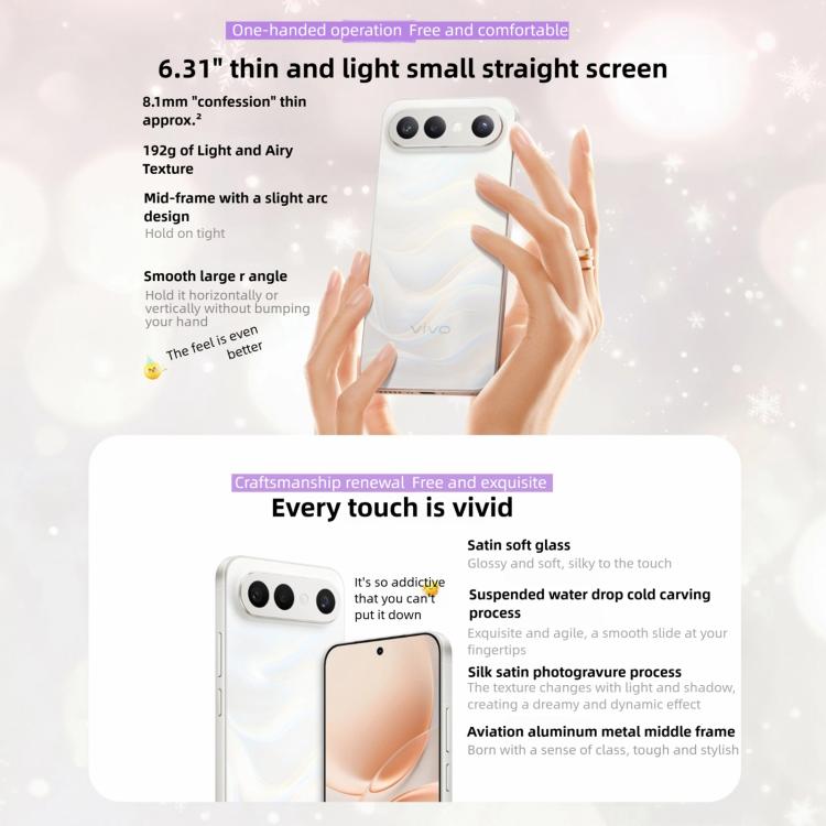 vivo S50 Pro mini, 12GB+256GB, 3D Fingerprint, 6.31 inch Android 16 OriginOS 6 Snapdragon 8 Gen 5 Octa Core, OTG, NFC, Network: 5G, Support Google Play, 12GB+256GB