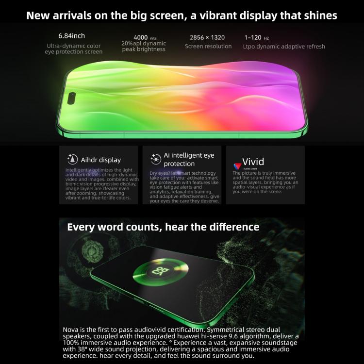 Huawei nova 15 Ultra, Xuanwu Tempered Kunlun Glass, 12GB+512GB, Side Fingerprint Identification, 6.84 inch HarmonyOS 6.0 Kirin 9010S Octa Cora, NFC, OTG, Not Support Google Play, 12GB+1TB