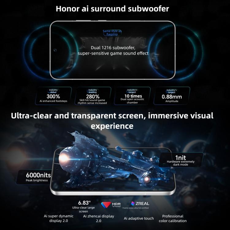 Honor WIN, 12GB+256GB, 3D Ultrasonic Fingerprint, 10000mAh Battery, 6.83 inch MagicOS 10.0 / Android 16 Snapdragon 8 Elite Gen 5 Octa Core, Network: 5G, NFC, OTG, 12GB+256GB