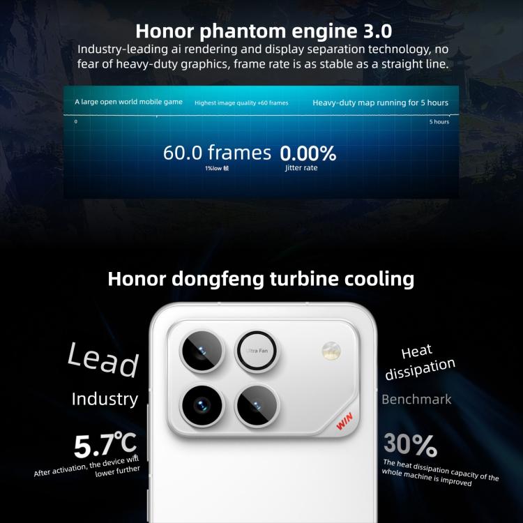 Honor WIN, 16GB+512GB, 3D Ultrasonic Fingerprint, 10000mAh Battery, 6.83 inch MagicOS 10.0 / Android 16 Snapdragon 8 Elite Gen 5 Octa Core, Network: 5G, NFC, OTG, 16GB+512GB