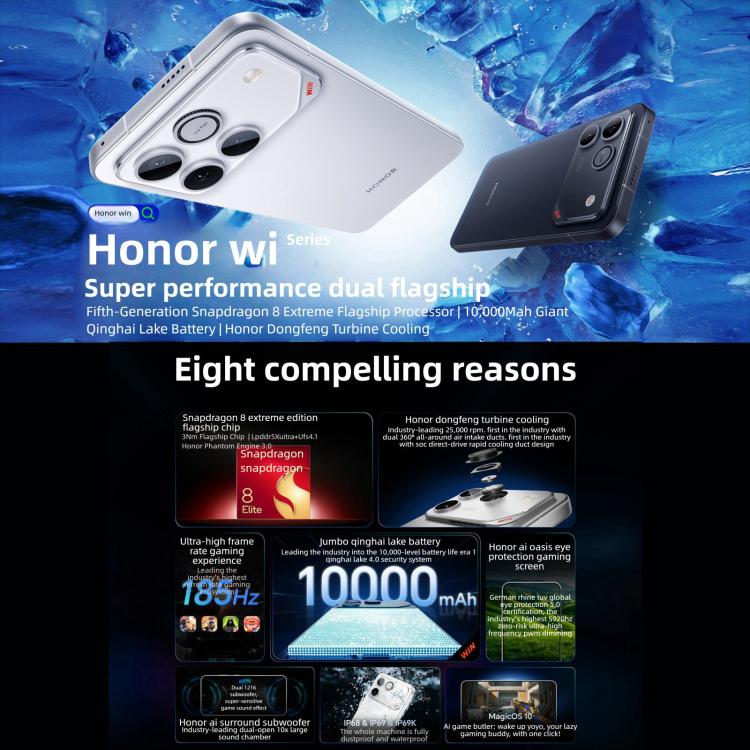 Honor WIN RT, 16GB+512GB, 3D Ultrasonic Fingerprint, 10000mAh Battery, 6.83 inch MagicOS 10.0 / Android 16 Snapdragon 8 Elite Octa Core, Network: 5G, NFC, OTG, 16GB+512GB