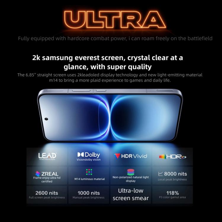 vivo iQOO 15 Ultra, 16GB+256GB, Ultrasonic 3D Fingerprint, 6.85 inch Android 16 OriginOS 6 Snapdragon 8 Elite Gen 5 Octa Core, OTG, NFC, Network: 5G, Support Google Play, 16GB+256GB