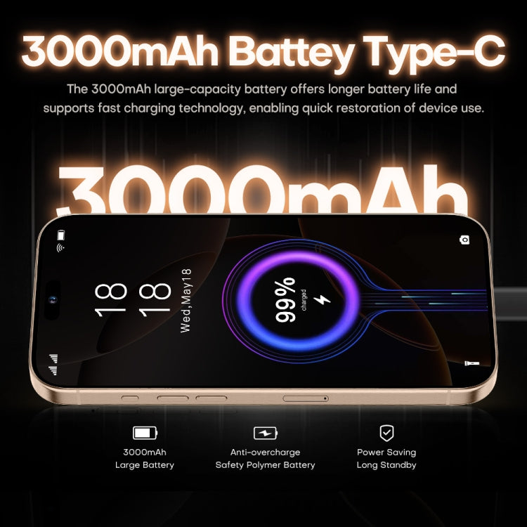 i16 Pro Max / A08A, 3GB+64GB, 6.73 inch Screen, Face Identification, Android 8.1 MTK6753 Octa Core, Network: 4G, Dual SIM, US Plug, i16 Pro Max / A08A, US Plug
