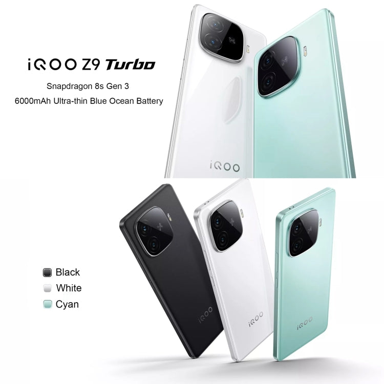 vivo iQOO Z9 Turbo, Dual Back Cameras, 16GB+512GB, Face ID Screen Fingerprint Identification, 6.78 inch Android 14.0 OriginOS 4 Snapdragon 8s Gen 3 Octa Core 3.0GHz, OTG, NFC, Network: 5G, Support Google Play (White)