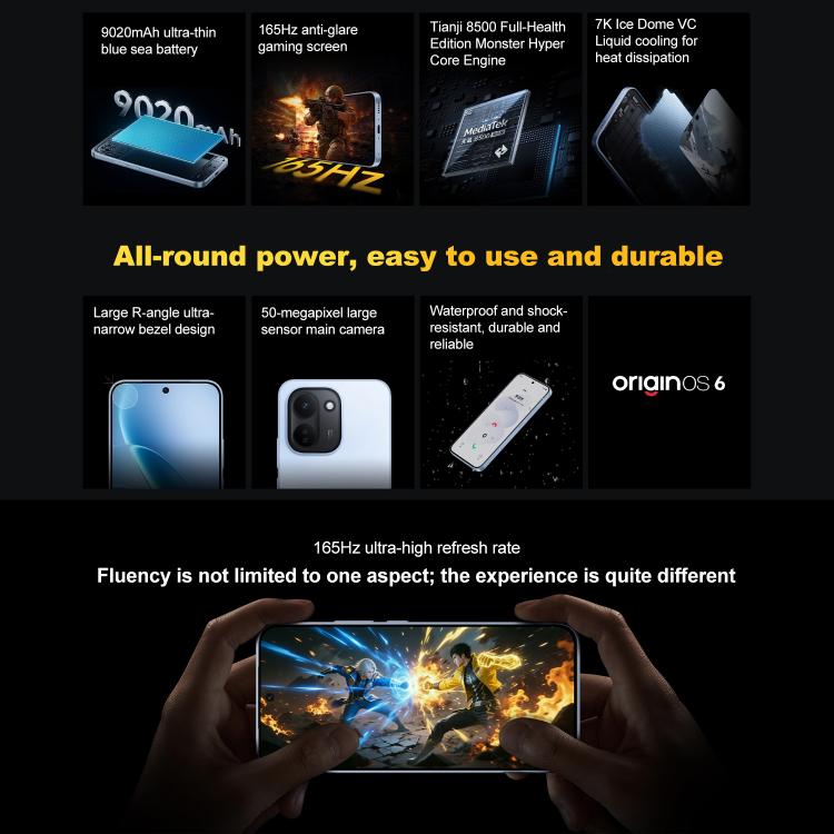 vivo iQOO Z11, 16GB+256GB, Screen Fingerprint, 6.83 inch Android 16 OriginOS 6 Dimensity 8500 Octa Core, OTG, NFC, Network: 5G, Support Google Play, 16GB+256GB