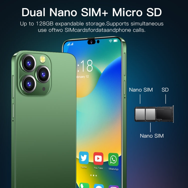 Face Identification, Android 6.0 Spreadtrum 7731G Quad Core, Network: 3G, Dual SIM, i14 Pro Max N85 1GB+16GB