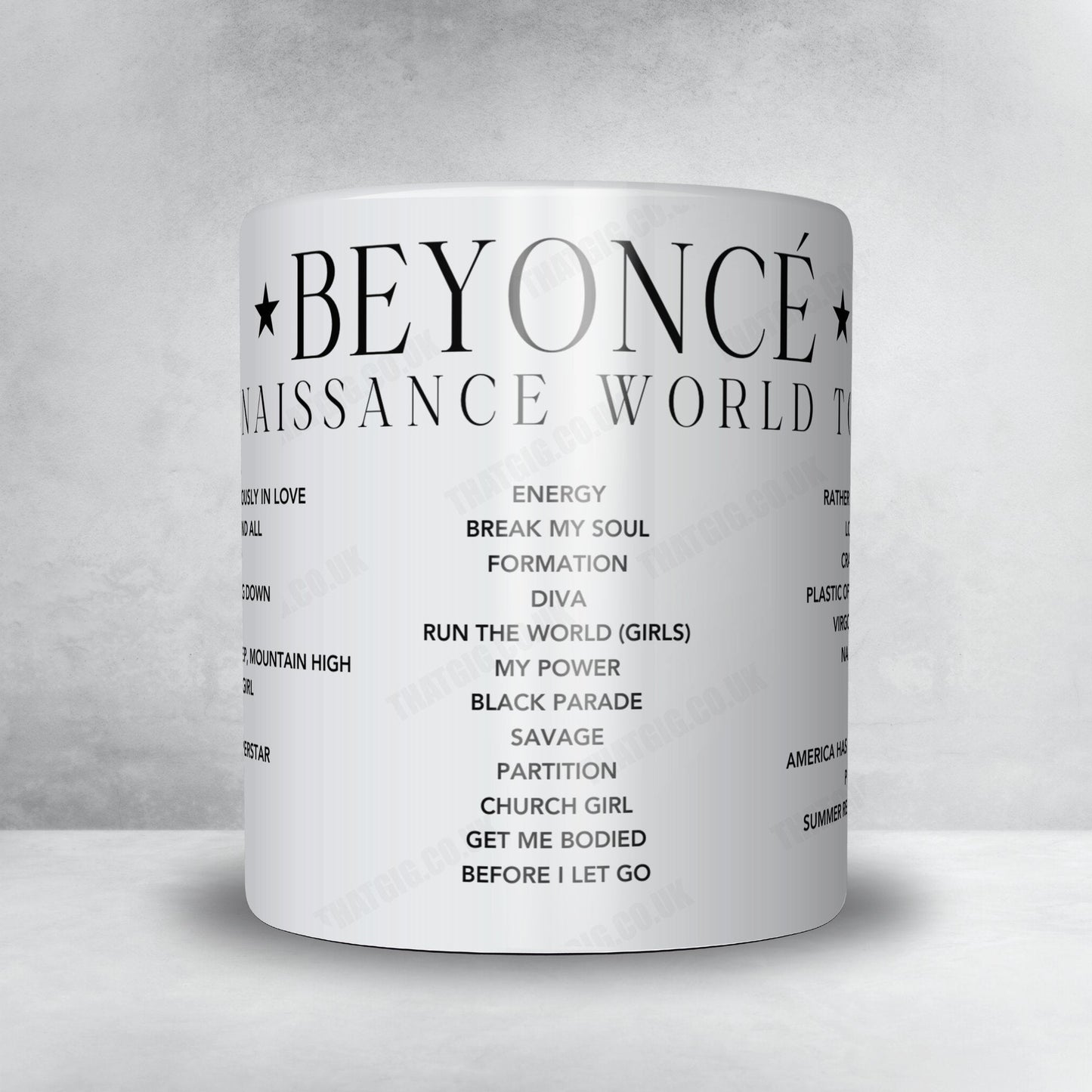 Beyoncé Setlist Mug - Nissan Stadium, Nashville - July 15th, 2023
