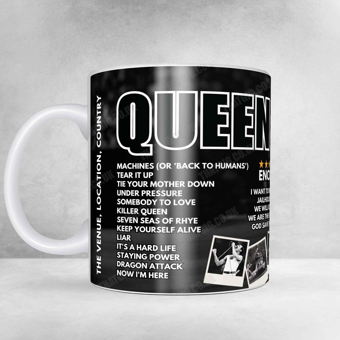 Queen Setlist Mug - Mount Smart Stadium, Auckland - April 13th, 1985