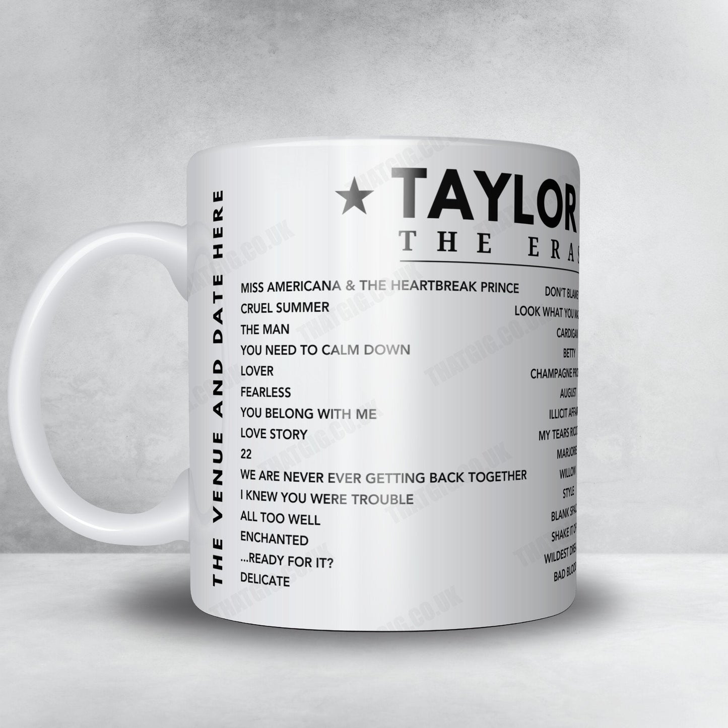 Taylor Swift Setlist Mug - SoFi Stadium, Inglewood - August 3rd, 2023