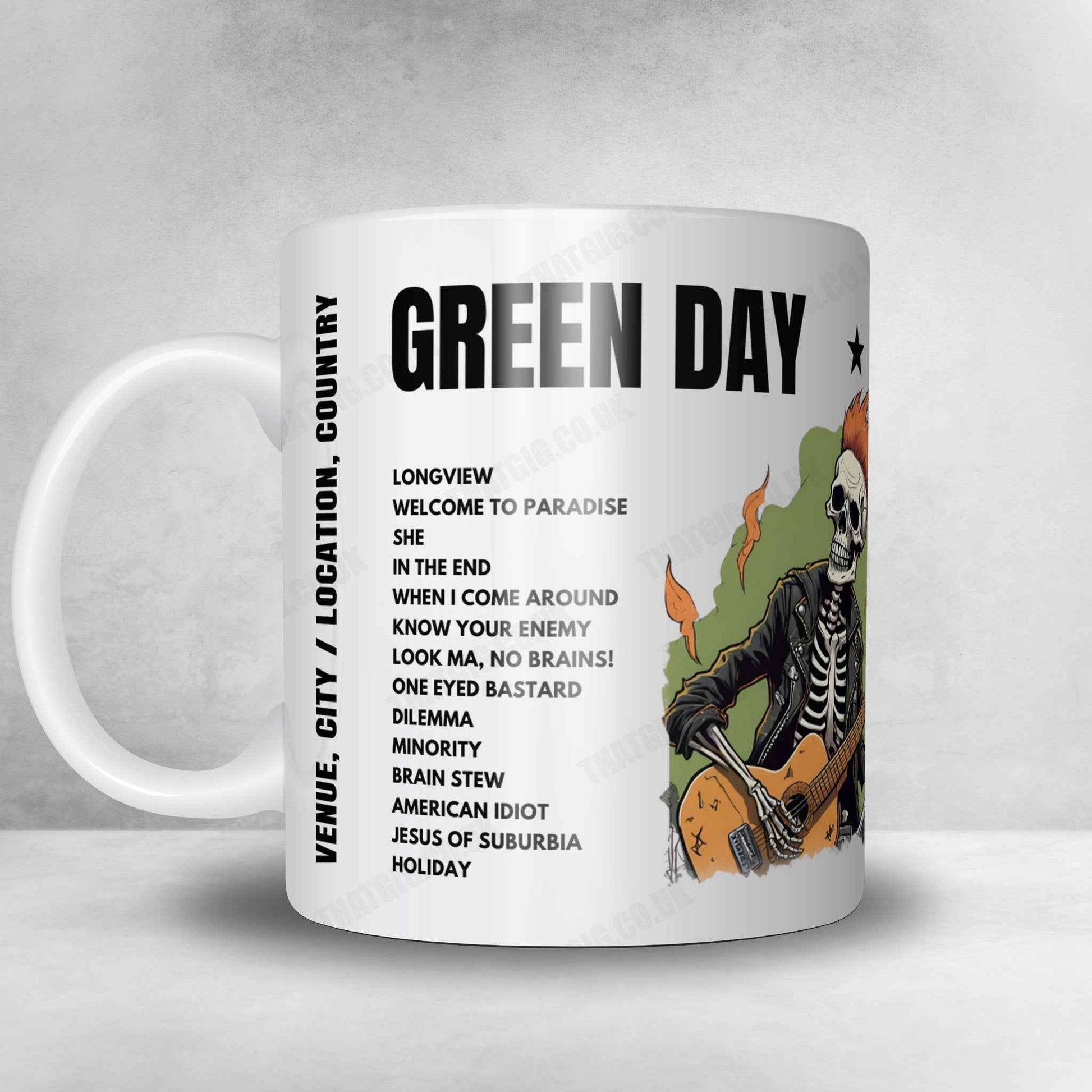 Green Day Setlist Mug - Marvel Stadium, Melbourne - March 1st, 2025