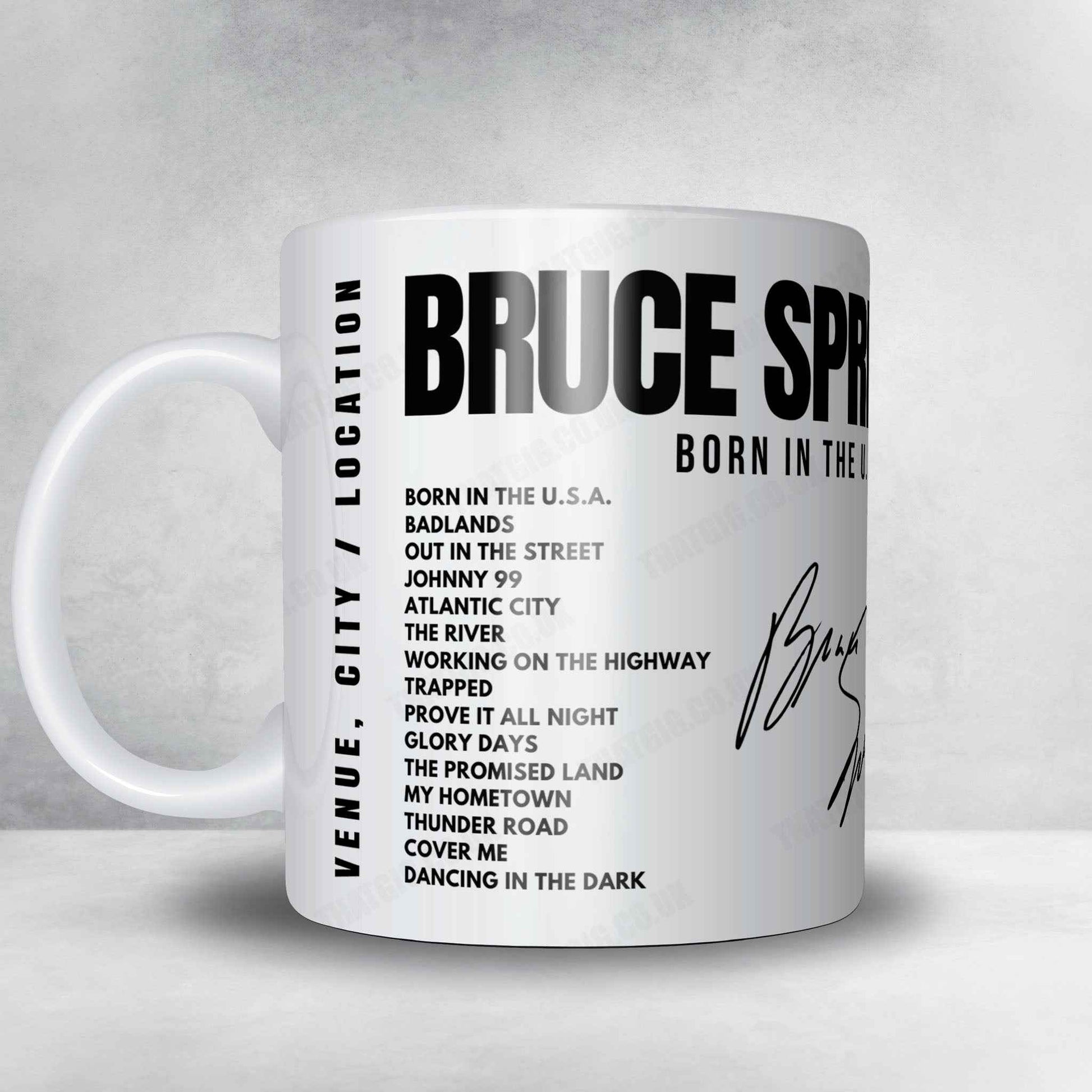 Bruce Springsteen Setlist Mug - Charlotte Coliseum, Charlotte - January 16th, 1985