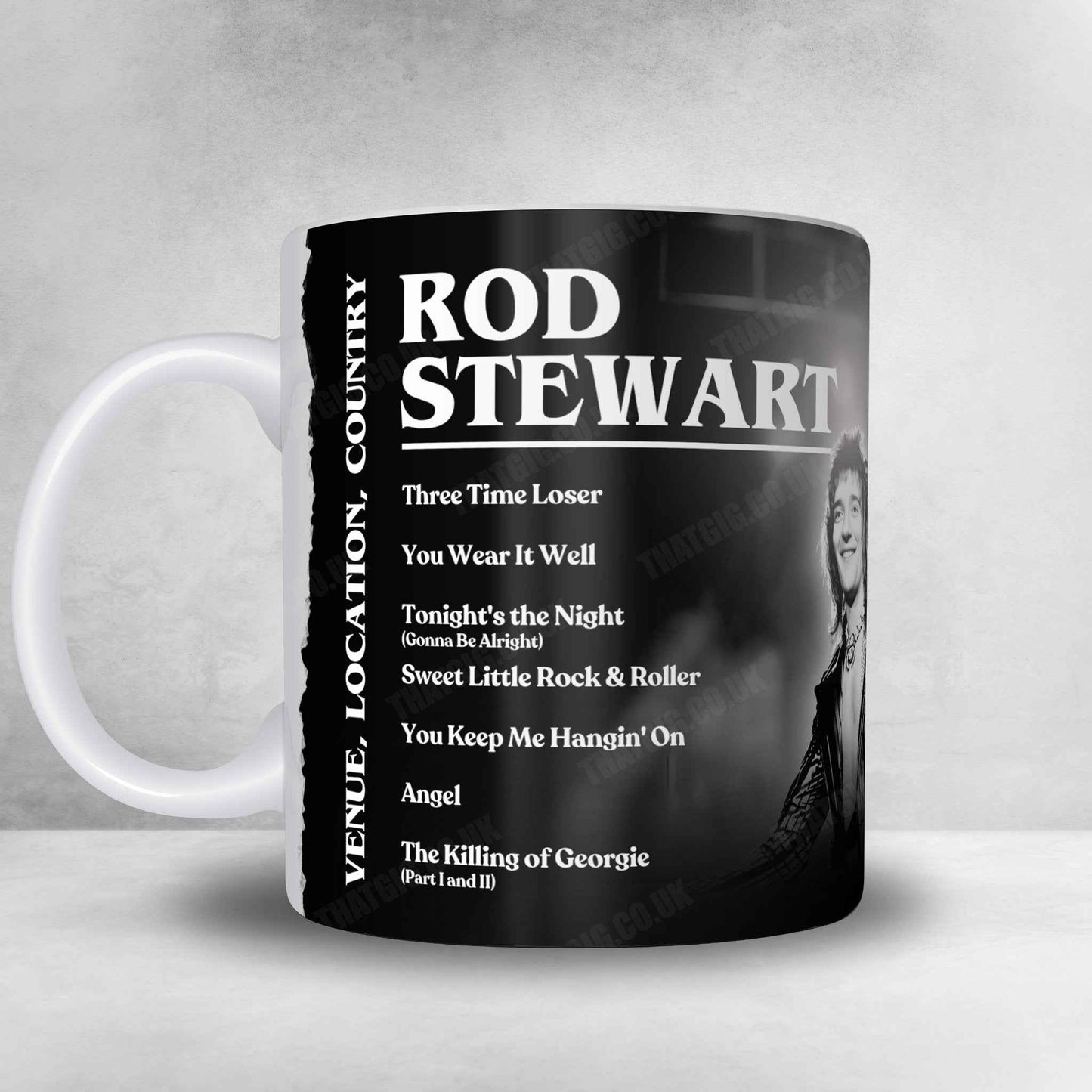 Rod Stewart Setlist Mug - Olympia Grand Hall, London, England - December 23rd, 1978