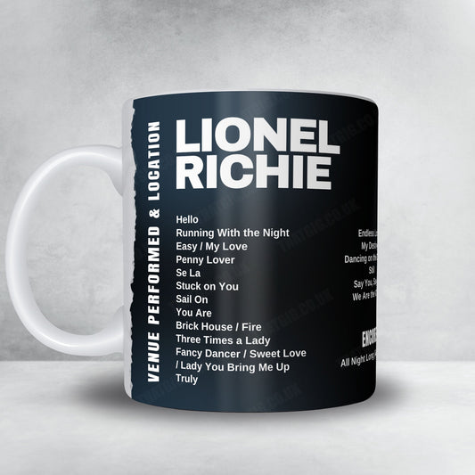 Lionel Richie Setlist Mug - The SSE Arena Belfast, Belfast - May 31st, 2025